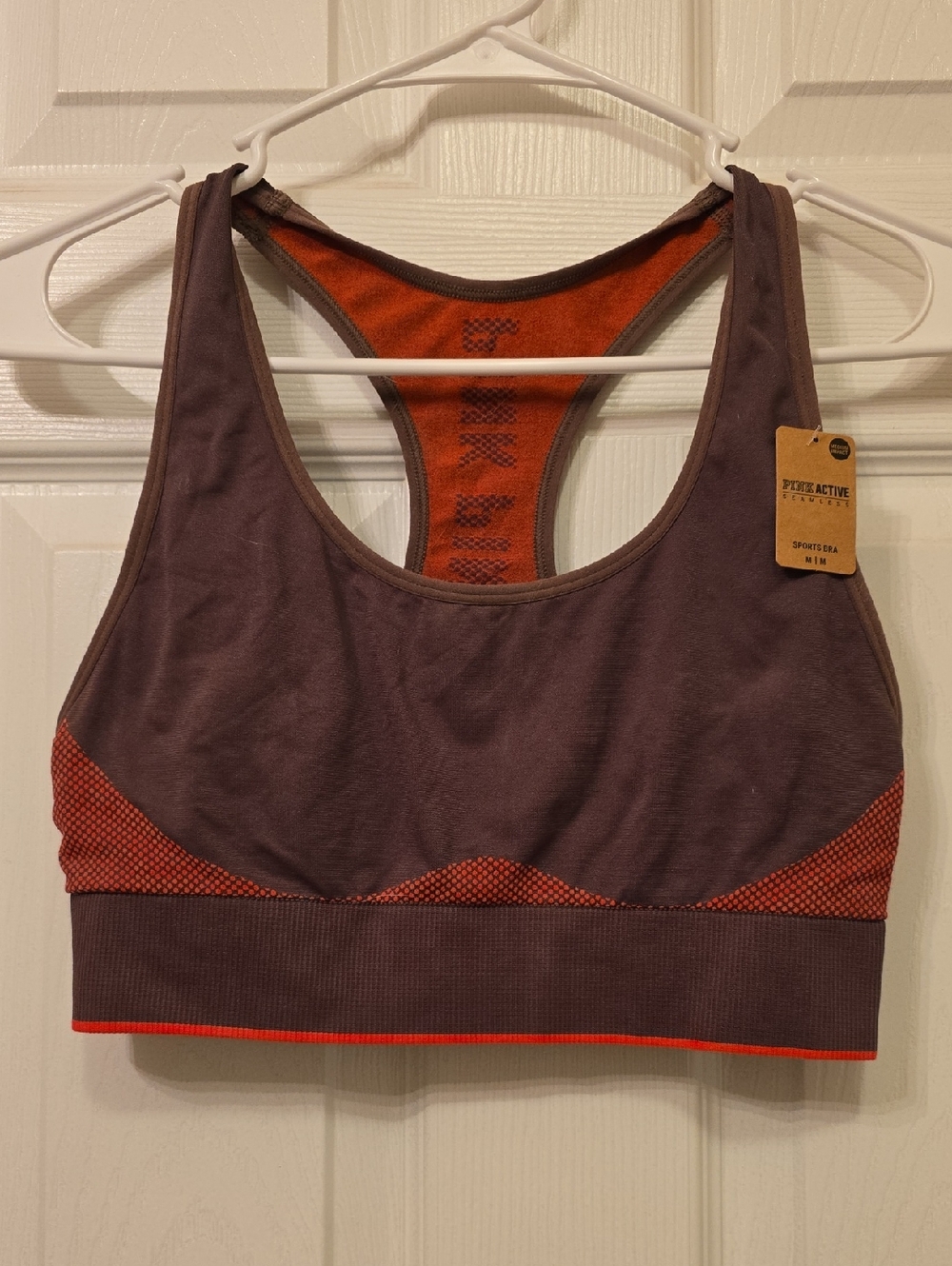 PINK Victoria's Secret Purple and Orange Seamless Racerback Sports Bra